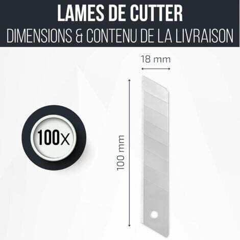 100x Lames Cutter 18mm - Lame de cutter professionnel - Très résistant et ultra pointu - Lames de rechange pour cutter (1/4)