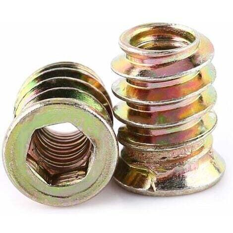 Pack de 30 pièces M6 Écrou hexagonal fileté en alliage de zinc, Écrous d'Insert en alliage de zinc Assortiment (M6X15mm) (1/4)