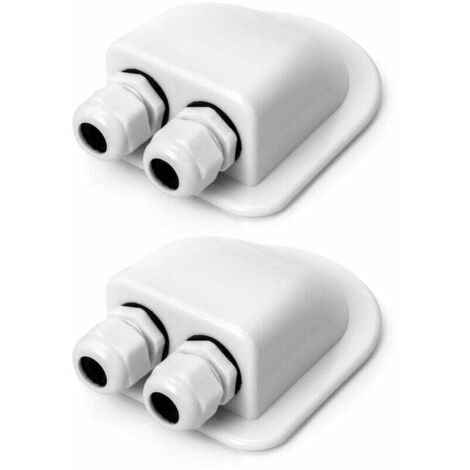2PCS Passe-Toit IP68 Presse-étoupe Solaire étanche boîtier d'entrée de câble Double résistant aux intempéries, Caravane et Bateau Passe câble en ABS, Blanc (1/5)