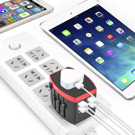 Adaptateur De Voyage Universel Avec 4 Ports USB – Prise Internationale, Pratique En Vacances
