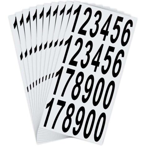 10 feuilles d'autocollants de Numéros de Boîte aux Lettres Autocollants Adhésifs Imperméables pour Boîte aux Lettres, Maison, Porte, Numéro d'adresse, Intérieur ou Extérieur (7.5 cm) (1/5)