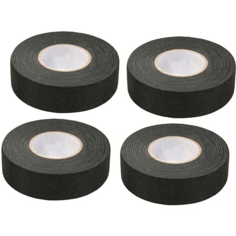 4 Pièces Noir Ruban Adhésif Auto (1.5 cm x 15 m) - Ruban Chiffon de Voiture, Ruban Adhesif Haute Temperature, Scotch Noir Resistant, Scotch Tissu, Bande de Harnais de Câblage de Voiture (1/5)