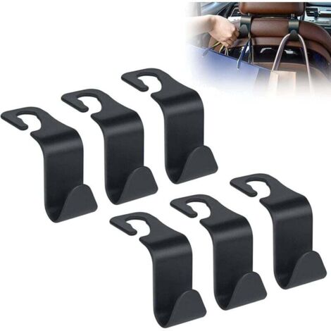 Lot de 6 crochets de siège de voiture, pour appuie-tête de siège arrière de voiture, multifonctionnels et résistants (noir)