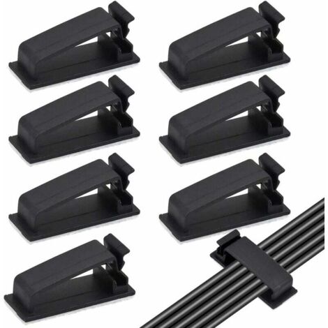 50PCS Noir Clips Câbles Adhésifs, Rangement de Câbles, Gestion de Câble pour Organiseur de Fils Electriques pour câbles Ethernet TV, Chargeur, Voiture, PC, Bureau, Maison, Cordon Électrique (1/5)