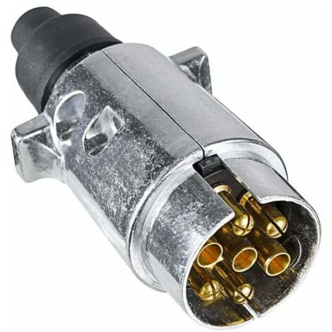 Prise Remorque en Métal 7 Broches, 12V Étanche Connecteur Prise Remorque en Métal 7 Broches Mâle, pour Caravane RV Voiture Bateau (Alliage d'aluminium) (1/5)