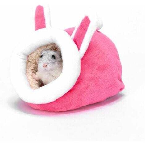Hamster Petit Nid de Coton Hiver Sommeil Nid Maison Coton Nid De Lapin d'hiver Chaud Nid de Couchage en Coton pour Petit Animal Mini Hérisson, Rose (1/4)