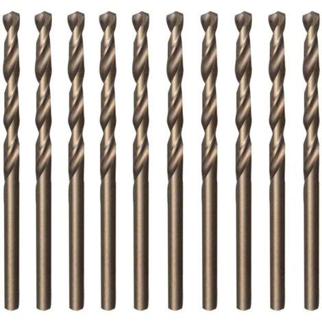Lot de 10 forets hélicoïdaux M35 en acier rapide HSS doré et cobalt 3,5 mm x 70 mm pour percer les aciers inoxydables et durs, la fonte, le cuivre, l'aluminium, le bois et le plastique (1/5)