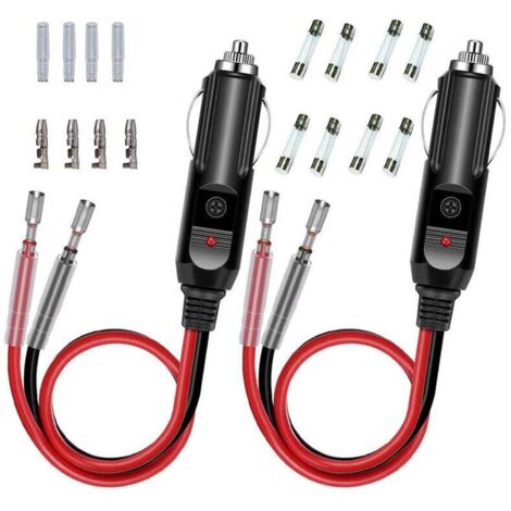 2 Pcs Adaptateur Mâle pour Allume-Cigare avec Câble d'alimentation 16 AWG 12V/24V Universel, pour onduleur de Voiture, Pompe à air, Tasse électrique, (1/5)