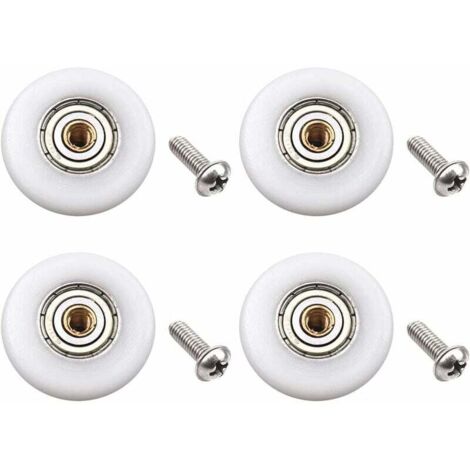 Lot de 4 roulettes de porte de douche – Pièce de rechange pour porte de douche coulissante en verre de salle de bain (diamètre du rouleau 23 mm) (1/5)
