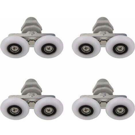 Roulettes Doubles pour Porte de Douche Roulettes pour Porte de Douche Roulettes Coulissantes Porte Salle de Bain Douche Rouleau de Douche de Rechange,Pièces de rechange pour salle de bain 19mm 4 PCS (1/4)
