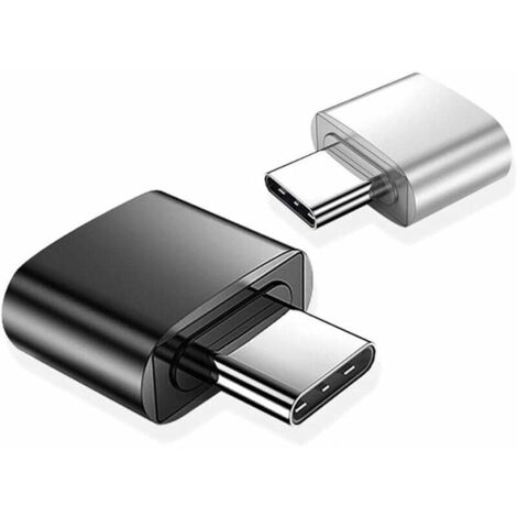 Adaptateur USB C vers USB (Lot de 2), Adaptateur USB Fem vers USB-C Mâle, Convertisseur Type C vers USB-A, Compatible avec MacBook, Téléphone USB-C et Plus (Noir et Argent) (1/5)