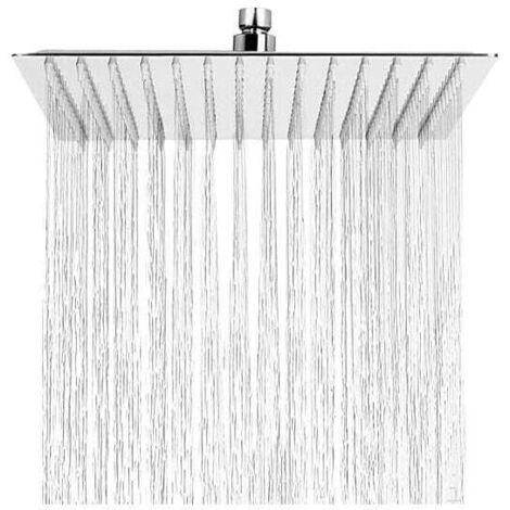 Carré,Pommeau de Douche Anti-Calcaire, Tête de Douche Pluie Economiseur d'Eau avec Buse en Acier Inoxydable 12 pouces/30cm finition Chrome Poli (Miroir) (1/5)