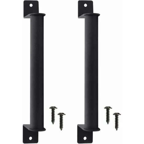 2 Pcs Poignée de Porte de Grange en Acier Carbone Durable Porte Style Grange Rétro Poignée de Porte Coulissante Anti-corrosion avec Vis pour Portes de Grange Coulissantes Placard - Noir (1/5)