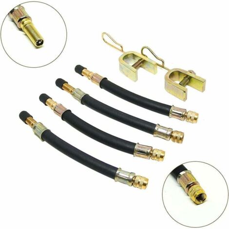 4 pièces extension de valve de pneu flexible valve de tuyau de pneu 150mm avec 2 supports (1/5)