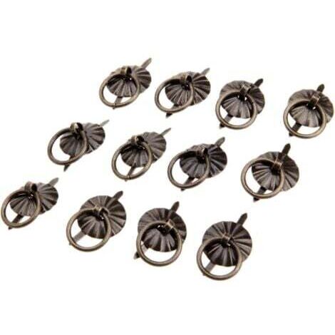 12 pièces petit anneau tire poignée boutons Antique Mini pour commode tiroir bijoux boîte en bois coffret coffre cadeau boîte à bagues (1/4)
