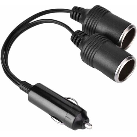 Allume Cigare Voiture Double, Prise Fem Allume Cigare 12 Volts Chargeur de Voiture Fiche Mâle à 2 Voies Fem Prise de Cigarette Rallonge Câble de Câble (1/5)
