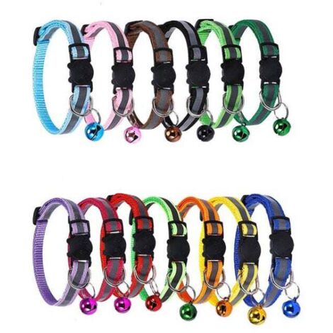 Colliers pour chat à dégagement rapide, colliers réfléchissants pour chat avec cloches et dégagement de sécurité, réglable de 8 à 12 po pour s'adapter à tous les chats domestiques (lot de 12)