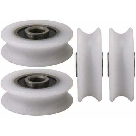 4pcs 4x20x6.5x7.4mm Blanc Intérieur Dia 4MM U-Groove Nylon Poulie Roue pour Porte Coulissante (1/3)