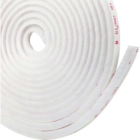 Bande de Brosse Autocollante Résistant au vent Anti-poussière pour Fenêtres et Portes Coulissantes 10mx 9mm x 9mm Blanc (1/5)