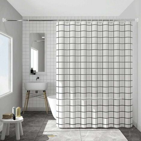 1 PC 180 x 200 cm Rideau de Douche Séchage Rapide Impermeable Ourlet Lesté Rideaux de Douche Lavable Rideau Salle de Bain Polyester avec 12 Crochets (1/5)