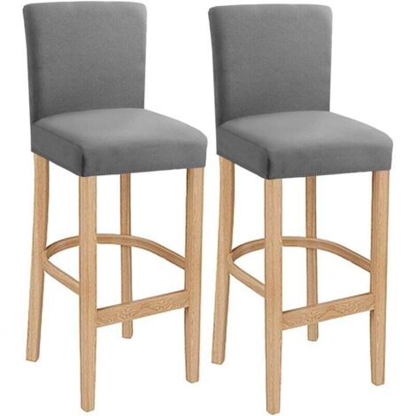 Housses de Chaise de Bar, Housse de Chaise Lavable Extensible et Amovible pour Chaise de Salle à Manger pivotante Courte Chaise arrière Tabouret de Bar Chaise (Gris Clair, 2 Pcs)