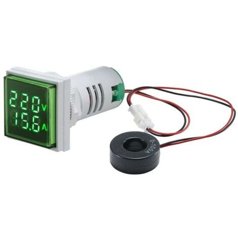 ( Vert) Mini carré numérique Volt-ampèremètre Voltampèremètre Ampèremètre Voltmètre Double affichage LED Indicateur de tension et de courant Moniteur AC Panel Meter AC60-500V AC0-100A (1/5)
