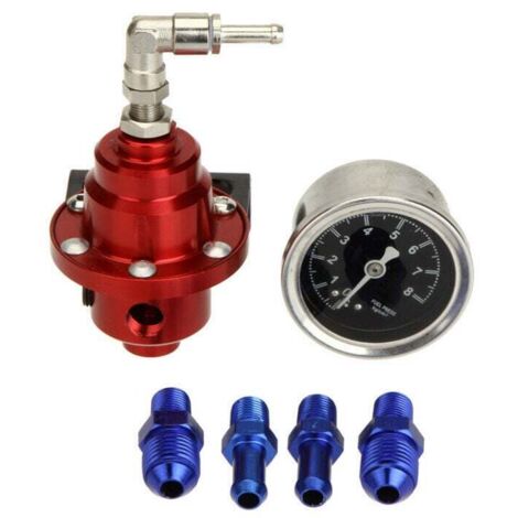 Régulateur de Pression de Carburant Réglable en Alliage d'Aluminium Universel FPR avec Jauge de Pression de Carburant pour Voiture Auto(Red) (1/5)