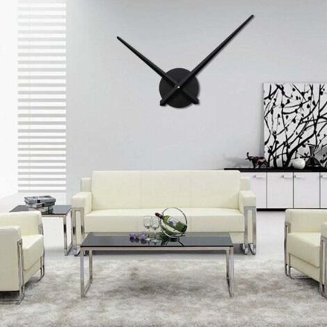 Horloge Murale 3D, Horloge à Quartz Bricolage 3D, Horloge métallique 3D Bricolage Mains Horloge métallique Moderne avec 2 Aiguilles, Horloge pour décoration de Salon (Noir) (1/5)