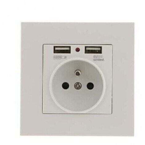 Lot de 2 Prises Murales, Prise Electrique Murale avec Double USB 5V/2100mA, Prise Encastrable avec 2 Ports de USB Pratique et Manialble (1/4)