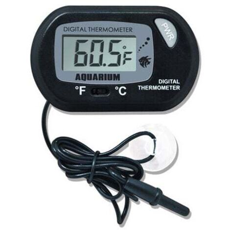 Thermomètre LCD Numérique d'aquarium avec Ventouses et Sonde Étanche pour Aquarium Fish Tank, Vivarium Reptile Terrarium (2PCS,noir) (1/4)