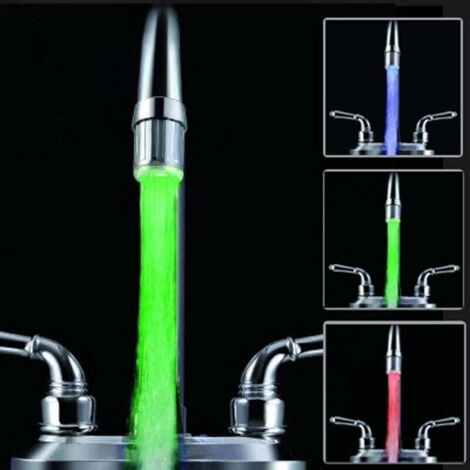 LED lumière Embout Robinet D'eau évier lavabo Sonde Température Mousseur Faucet (1/5)