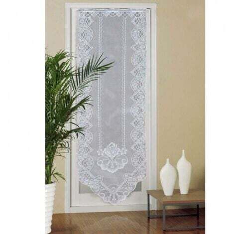 60cm x 180cm Rideau de Porte en Dentelle,  Rideaux en Voile de Fenêtre Semi Transparents, Rideau Brodé pour Décoration Maison Salon, Chambre, Blanc (1/3)