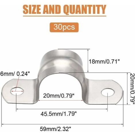 20 Pièces Collier Serrage U-Tube 16mm Acier Inoxydable 304 - Fixation Tuyaux Robuste