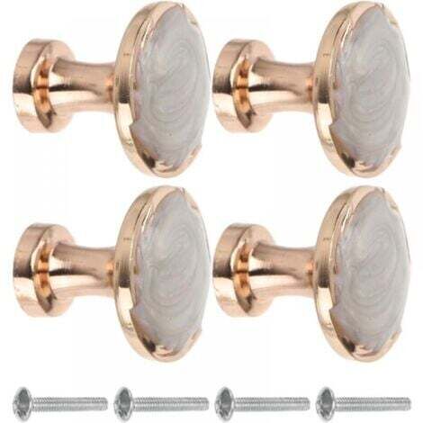 Lot de 4 boutons ronds décoratifs pour armoire, commode, tiroir, armoire (blanc, ambre) (1/3)