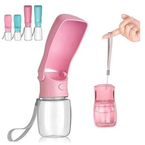 Bouteille d'eau pliable pour chiens - 350ml Bouteille d'eau portable pour animaux de compagnie Pour chien chat Marche en plein air Randonnée Voyage (Rosa) (1/5)