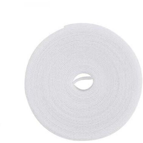 Attaches de câble, attaches de câble réutilisables et polyvalentes pour la gestion des câbles, 5 m x 1,2 cm, blanc (1/4)