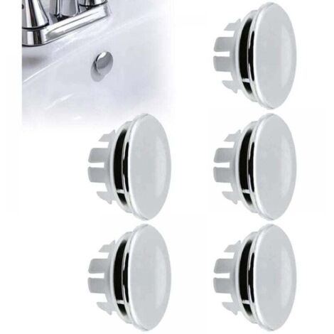 5PCS Bouchon Trop Plein Lavabo, Anneau Bouchon De Trop-Plein, Garniture Évier de Trou Rond, Pièces de Rechange pour Trou de Drainage Couvercle Rond pour évier de Cuisine Trou D'évier de Baignoire (1/5)