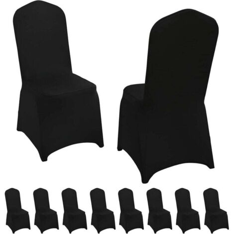 Lot de 10 Housses de Chaise Noires en élasthanne Extensible de Mariage pour Salle à Manger, Housses de Chaise universs pour Mariage, événement, Banquet, fête, célébration (1/5)