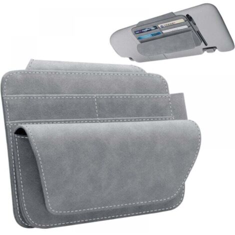 Porte-Cartes Pare-Voiture,Clip Rangement pour Pare-Soleil - Organisateur visière Porte-Lunettes Voiture RV Conception cloison pour imperméable détachable (1/5)
