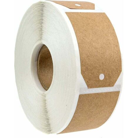 1 paquets d'étiquettes cadeaux en papier kraft brun naturel/300 étiquettes par rouleau (1/5)
