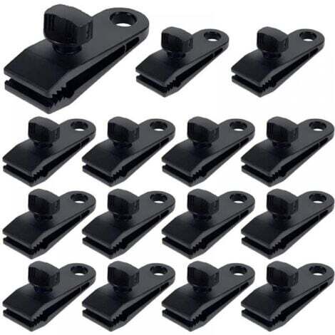 Tarp Clips, 15pcs Clip Tente, Plastique de Bâche Sécurise Multifonctions Pinces,Accessoires pour Auvent Tarp Camping en Plein Air (1/4)