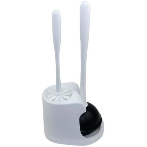 Ensemble de Déboucheur Ventouse et Brosse WC pour Le Nettoyage de la Salle de Bain, Blanc, 1 Ensemble (1/5)