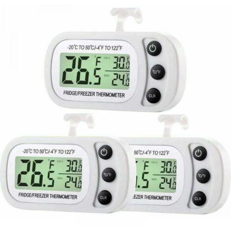 （3pcs） Thermomètre Digital de Réfrigérateur Congélateur Thermomètre de Salle de Réfrigérateur Thermomètre de Température du Refroidisseur Étanche avec Fonction d'Enregistrement Max Min Grand Écran LCD (1/5)