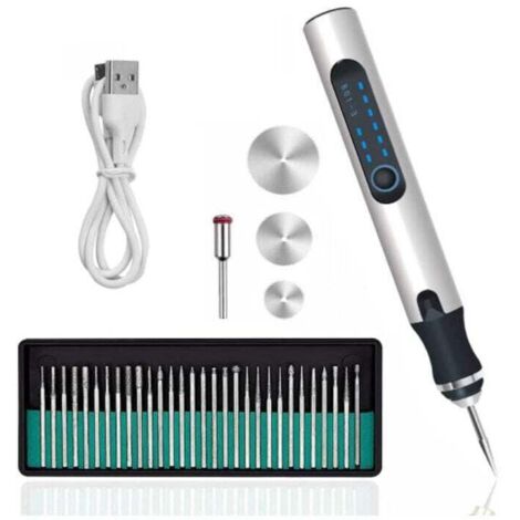 Stylo de gravure sans fil, ensemble d'outils de gravure électrique avec 35 embouts, machines de gravure rechargeables par USB pour bijoux, verre, bois, céramique, métal, plastique (1/5)