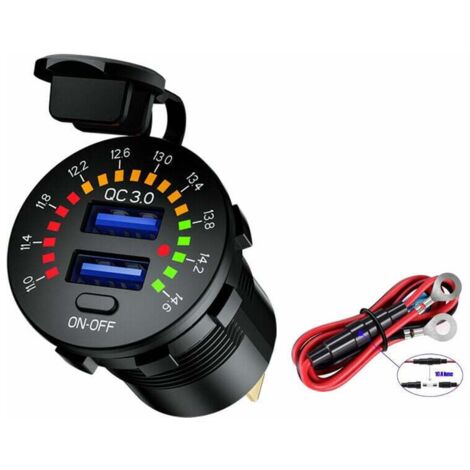 Prise De Chargeur De Voiture USB Quick Charge 3.0 12V / 24V 36W, Double Prise De Chargeur Rapide USB QC3.0 Double, Convient Aux Navires, Navires, Motos, Camions, Voiturettes De Golf (1/5)