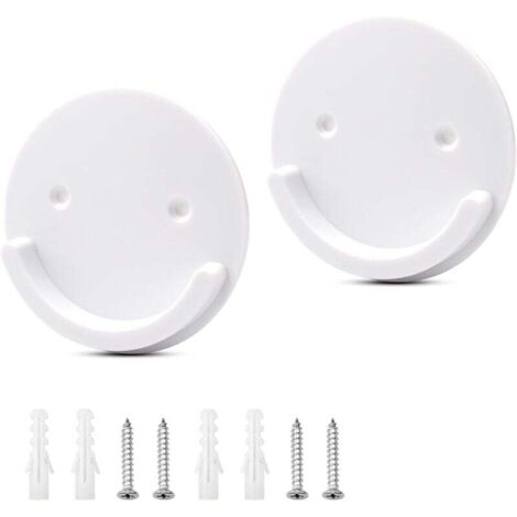 2 Pcs Supports de Tringle de Rideau de Douche Supports Muraux Universels pour Tringle à Rideau de Douche (Rond, Blanc) (1/5)