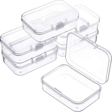 Boîte de rangement en plastique transparent pour recueillir divers petits objets, paquet de 6 (6,5 x 4,5 x 2 cm) (1/5)