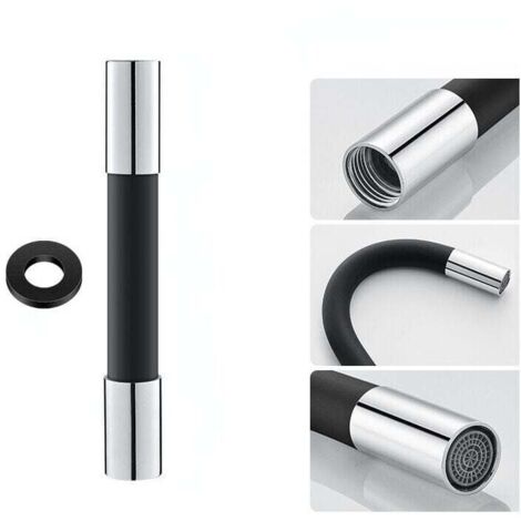 Noir 30cm Tuyau d'extension de robinet pulvérisateur à mousse d'eau tuyau d'extension flexible rotatif en silicone 360 ° de forme réglable, (1/5)