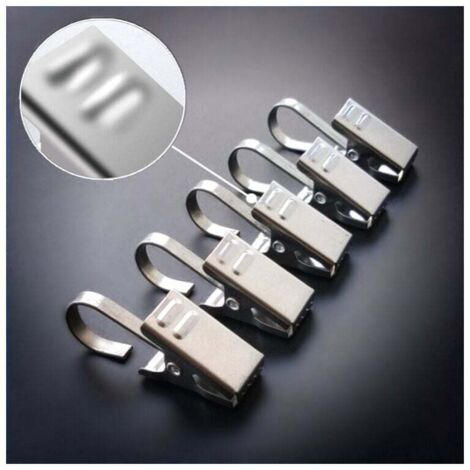 Lot de 5 pinces à rideaux Clips en métal pour draperie avec crochet pour rideau de douche Clips en métal pour rideau de douche Argent (1/5)