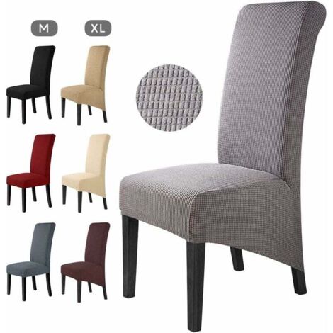 Housse de Chaise 4 Pièces Salle à Manger Jacquard Extensible Amovible Lavable Couverture de Chaise Univers Protection de Chaise pour Mariage,Cuisine, Banquet-Grande (Gris, 4Pièces)